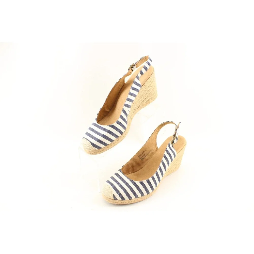 G.H. Bass Women's Emilie Blue/White Stripe Espadrilles Wedge Shoes‎ 9.5M